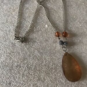 Elegant Silver and Brown Pendant Necklace